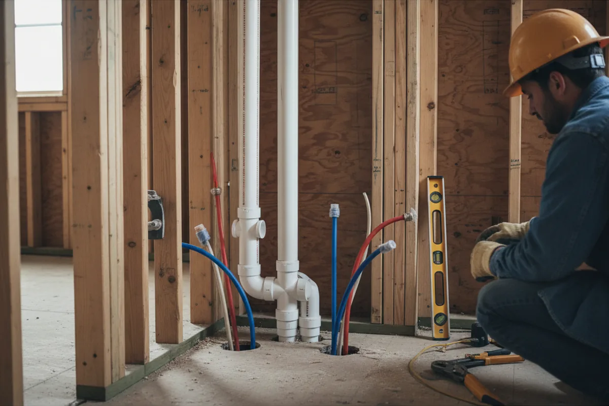 Drain and supply rough-in during Garbage Disposal Repair in Avon Lake